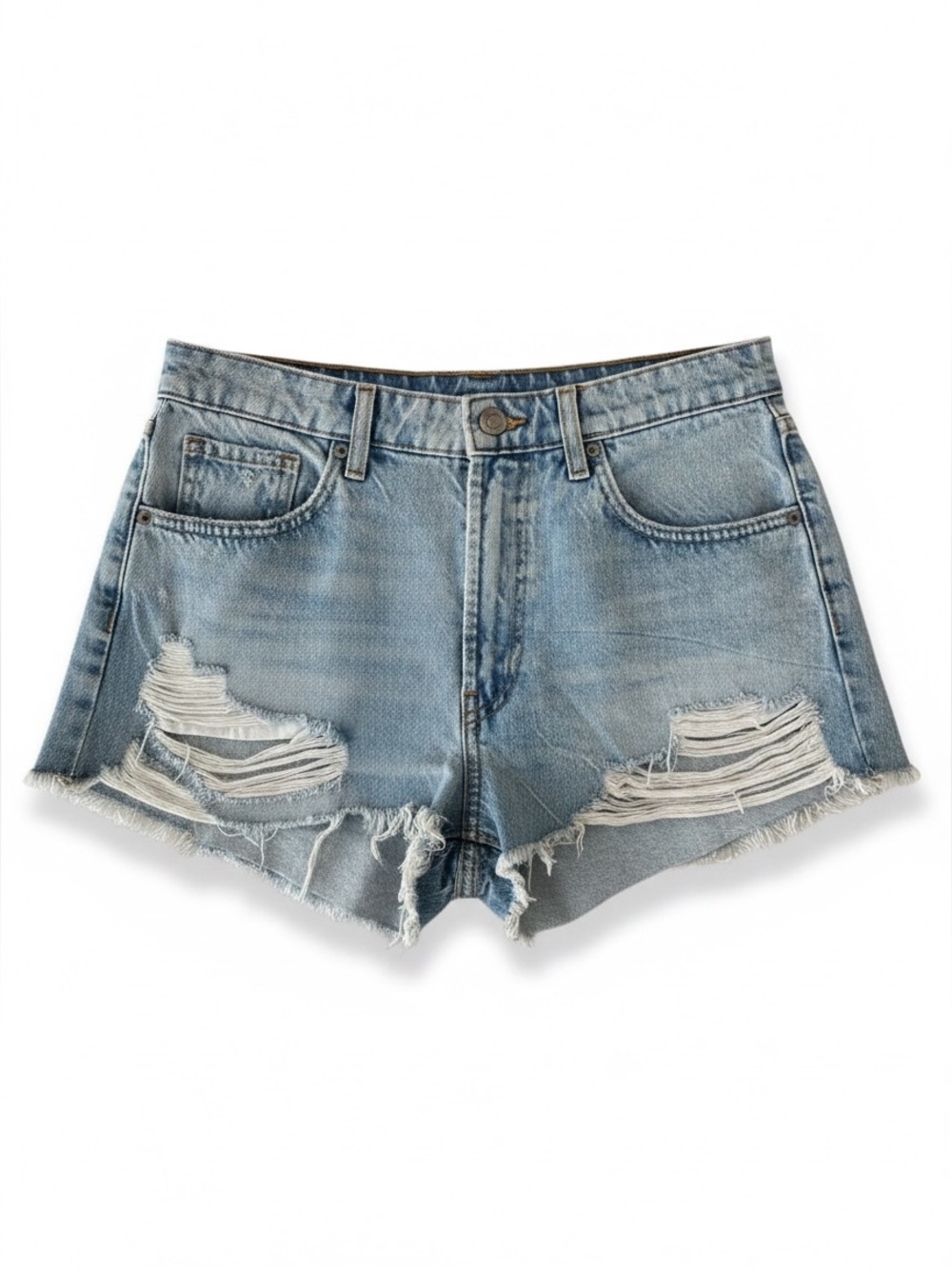 ZARA Light Wash Distressed Denim Cutoff Shorts Size US 4/ EU 36
